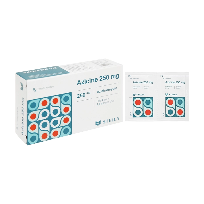 Azicine 250mg Stella 6 gói x 1.5g – Điều trị các chứng nhiễm khuẩn