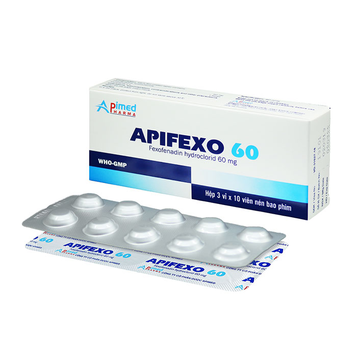 Apifexo 60mg Apimed 3 vỉ x 10 viên (Fexofenadin)